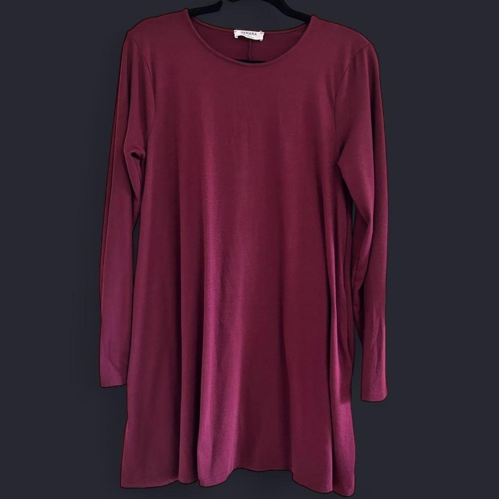 Zenana Women's Burgundy Long Sleeve Dress Size Large - Picture 1 of 4